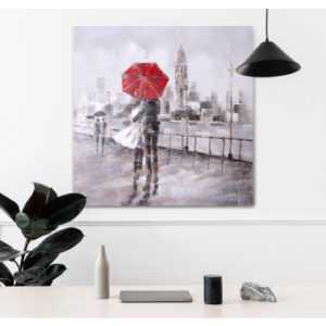 ASKO - NÁBYTEK Ručně malovaný obraz Pár pod deštníkem 80x80 cm