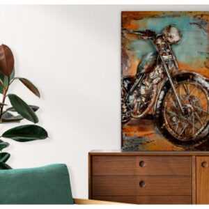 ASKO - NÁBYTEK Kovový obraz na zeď Motorka veterán 60x80 cm