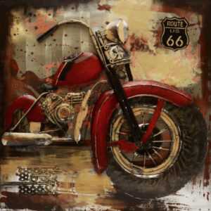 ASKO - NÁBYTEK Kovový obraz na zeď Route US 66 motorka 80x80 cm