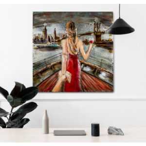 ASKO - NÁBYTEK Kovový obraz na zeď Romantika na lodi 80x80 cm