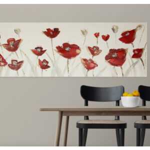 ASKO - NÁBYTEK Ručně malovaný obraz Vlčí máky 120x40 cm