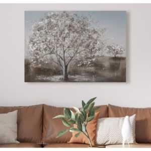 ASKO - NÁBYTEK Ručně malovaný obraz Zasněžený strom 100x70 cm