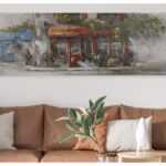 ASKO - NÁBYTEK Ručně malovaný obraz Domek 150x50 cm