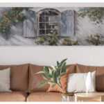ASKO - NÁBYTEK Ručně malovaný obraz Okenice 150x50 cm