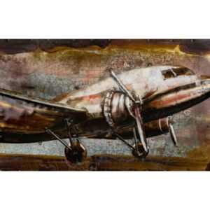 ASKO - NÁBYTEK Kovový obraz na zeď Letadlo veterán 80x40 cm