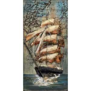 ASKO - NÁBYTEK Kovový obraz na zeď Plachetnice 40x80 cm
