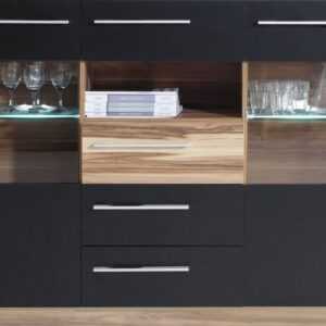 Meblar Prosklená komoda MONSUN MN5 Meblar 135/108/40 Barva: orech-baltimore-bila