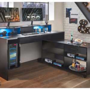 ASKO - NÁBYTEK PC stůl s regálem a osvětlením Highscore 3