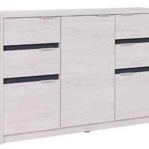 Gib Meble Gib Meble Komoda DENVER K3D4SZ Gib 135/90/40 Barva: dub-bily-cerny-lesk
