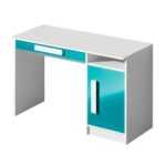 Domel Psací stůl GULIVER 9 Domel 120/80/50 barva: bílý mat/tyrkys lesk/bílé úchyty