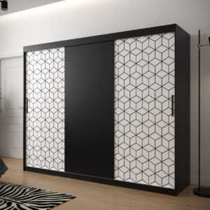 Abika Šatní skříň PLASTER Abika 250/200/62 barevné provedení: černý mat-bílý mat