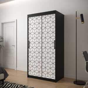 Abika Šatní skříň PLASTER 1 Abika 100/200/62 barevné provedení: černý mat-bílý mat