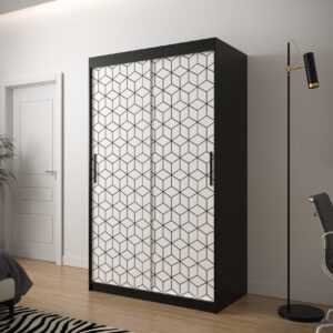 Abika Šatní skříň PLASTER 1 Abika 120/200/62 barevné provedení: černý mat-bílý mat