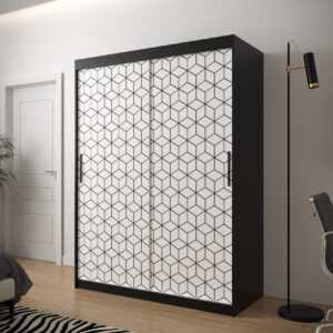 Abika Šatní skříň PLASTER 1 Abika 150/200/62 barevné provedení: černý mat-bílý mat
