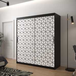 Abika Šatní skříň PLASTER 1 Abika 180/200/62 barevné provedení: černý mat-bílý mat