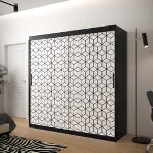 Abika Šatní skříň PLASTER 1 Abika 200/200/62 barevné provedení: černý mat-bílý mat