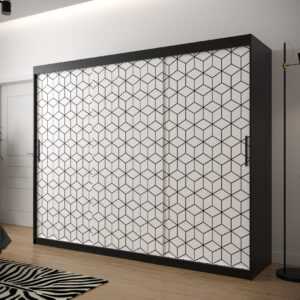 Abika Šatní skříň PLASTER 1 Abika 250/200/62 barevné provedení: černý mat-bílý mat