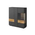 Helvetia Komoda SILKE 46 Helvetia 130/139/40 výprodej Barva: bílá/bílý lesk/dub wotan